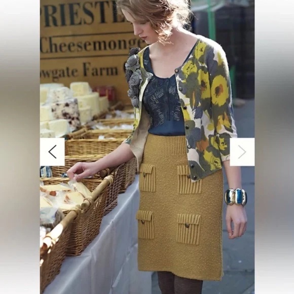 Anthropologie Moth Marston Mustard Yellow Skirt Size XS - Picture 2 of 6